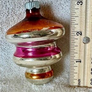 Vintage Glass Christmas Ornament - Pink & Gold tornado
